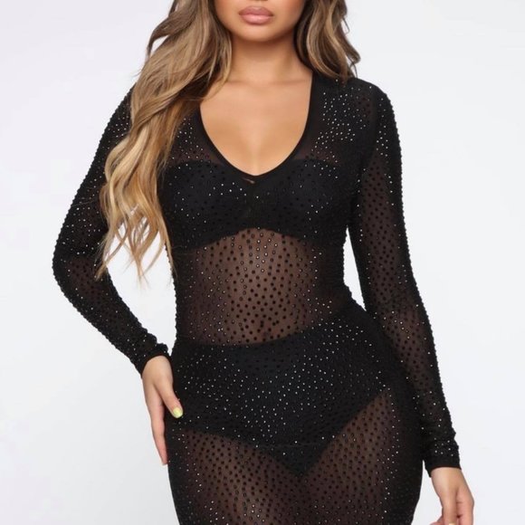 Fashion Nova Isabela Rhinestone Dress (L) - Picture 1 of 8
